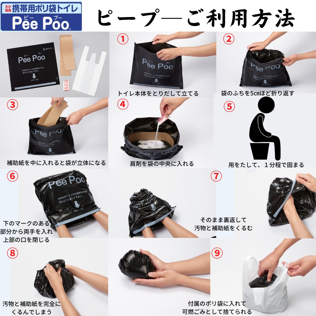 大小用携帯用ポリ袋トイレPeePoo(ピープ)20個入りセット