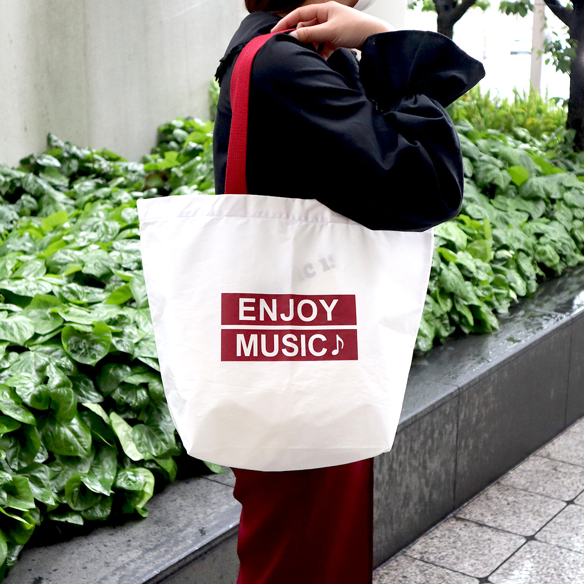 Enjoy musicワイヤードエコバッグ(赤) (紐付き)