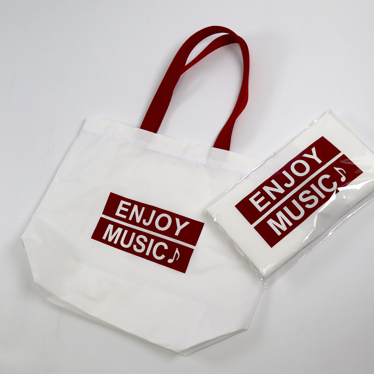 Enjoy musicワイヤードエコバッグ(赤) (紐付き)