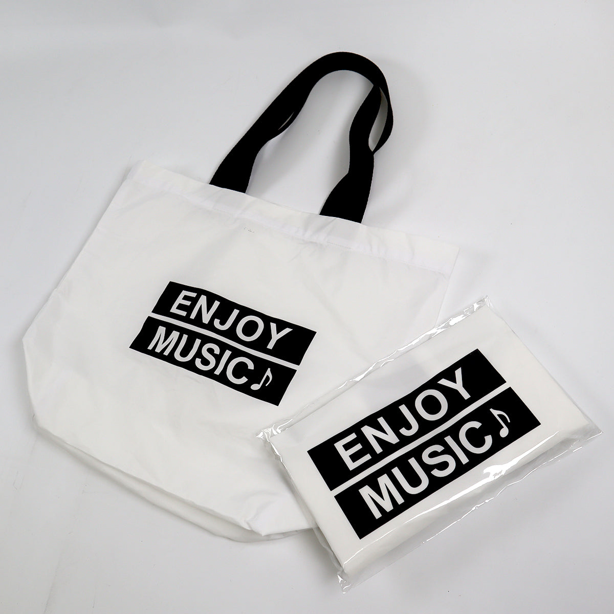 Enjoy musicワイヤードエコバッグ(黒) (紐付き)